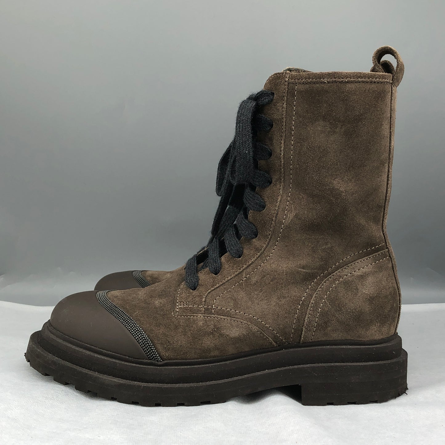 Brunello Cucinelli Suede Combat Boots 36.5 Brown