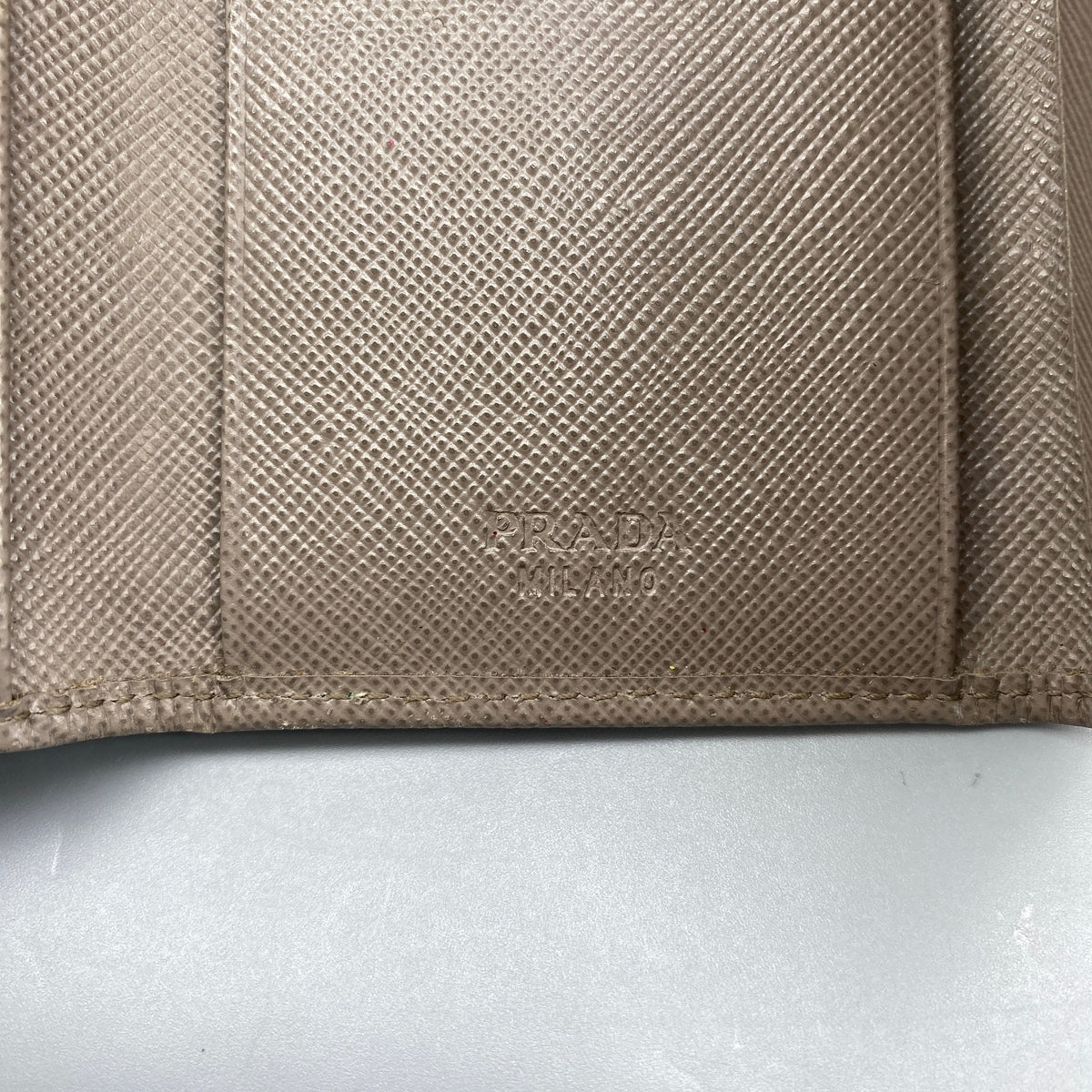Prada Grey Saffiano Leather Key Wallet
