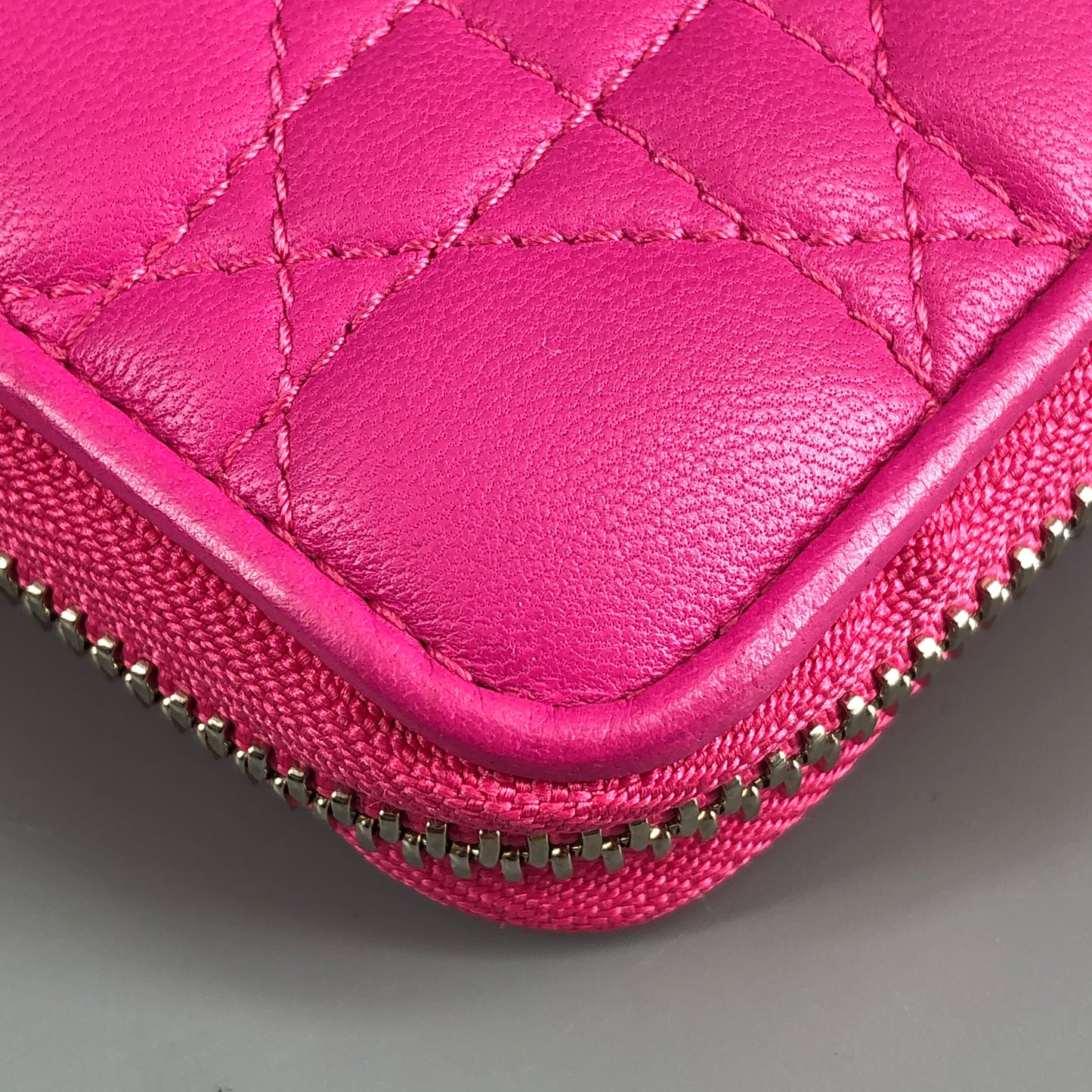 Christian Dior Cannage Quilted Leather Long Zip Around Wallet Hot Pink