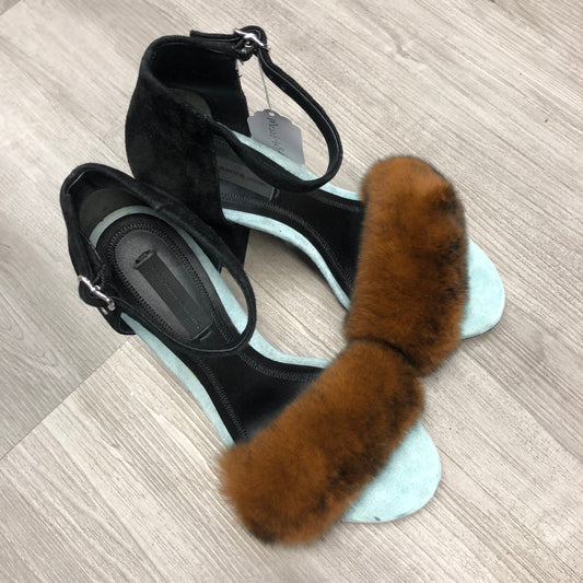 Alexanderwang Fur Trim Women's Blue and Black Sandals Shoes Size 35.5