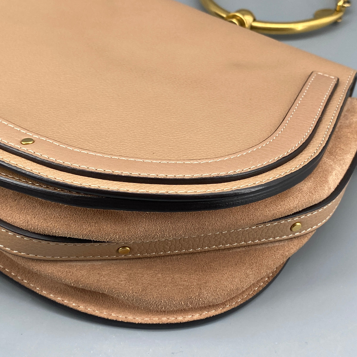Chloe Nile Ring Crossbody Bag Nude Leather