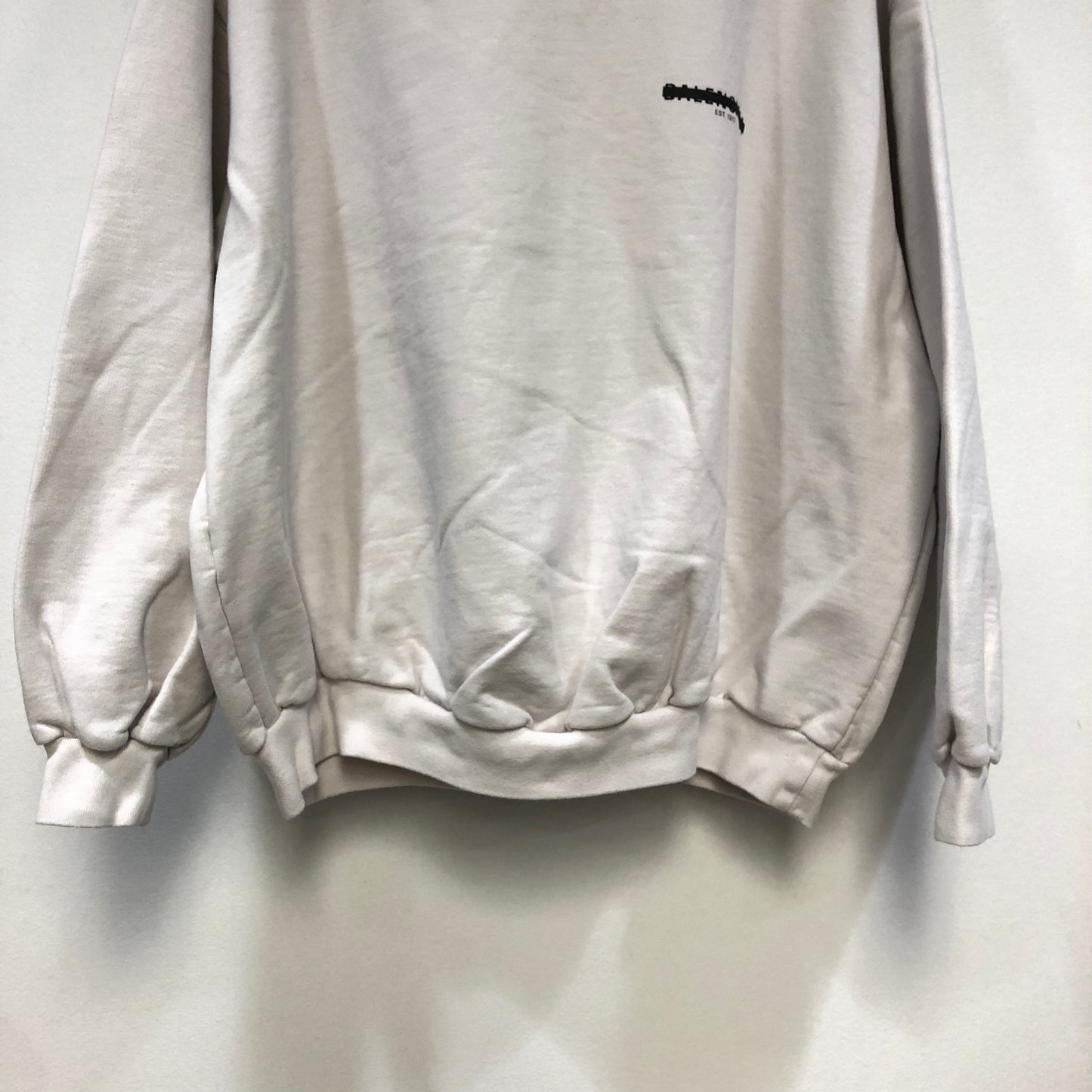 Balenciaga Logo Print Crew Neck Sweatshirt Size 2 White P2P 28 Inches
