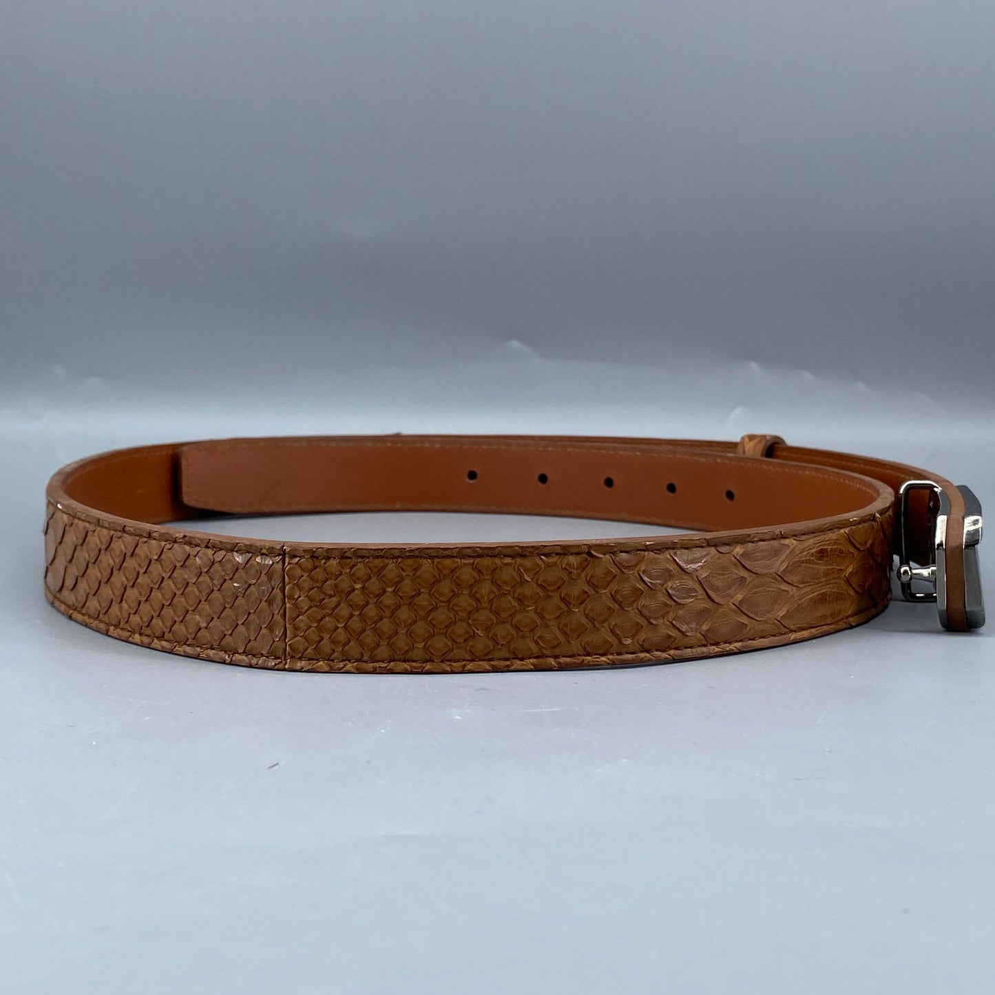 Ferragamo Caramel Embossed Leather Pin Buckle Belt 95cm