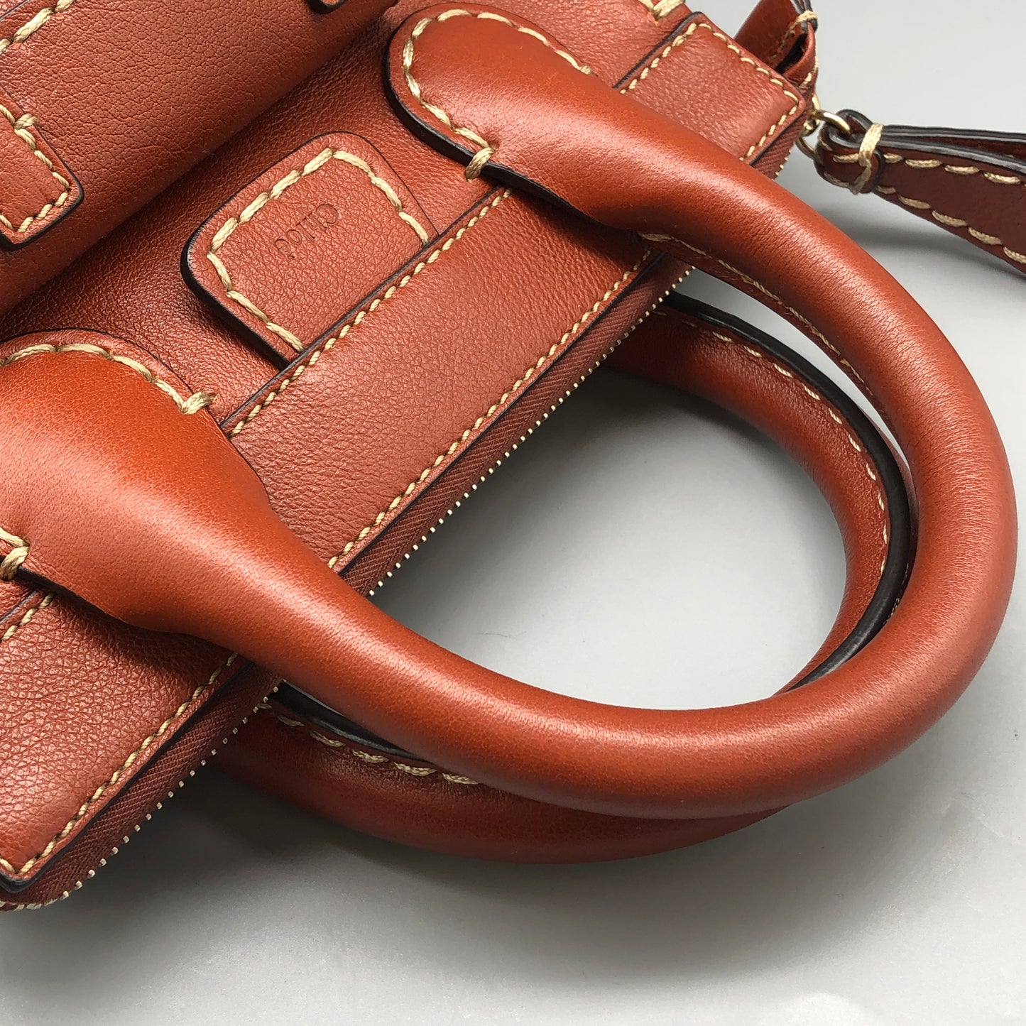 Chloe Orange Brown Leather Satchel Bag