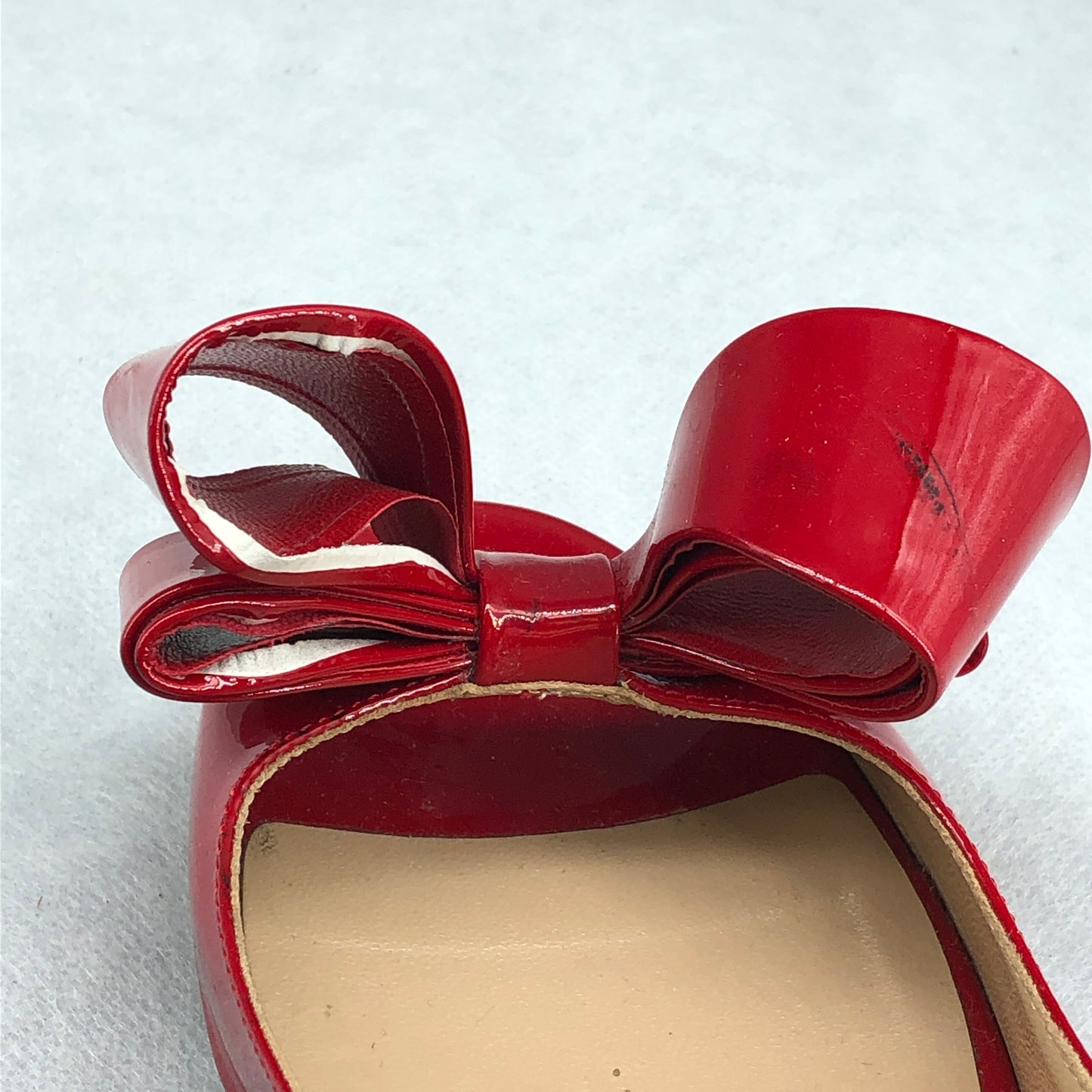 Valentino Red Patent Leather Bow Peep Toe Stiletto Pumps 35