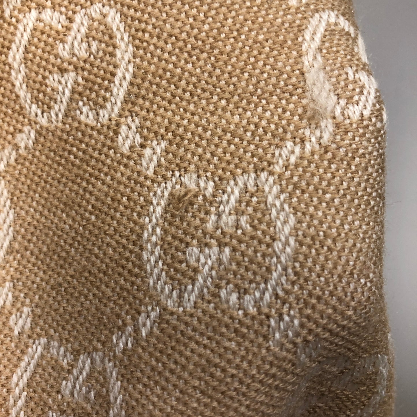 Gucci GG Supreme Jacquard Wool Scarf Beige