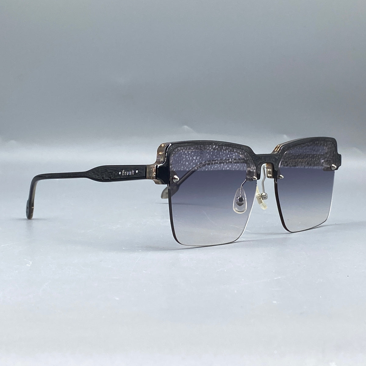 Front Rimless Square Sunglasses Grey