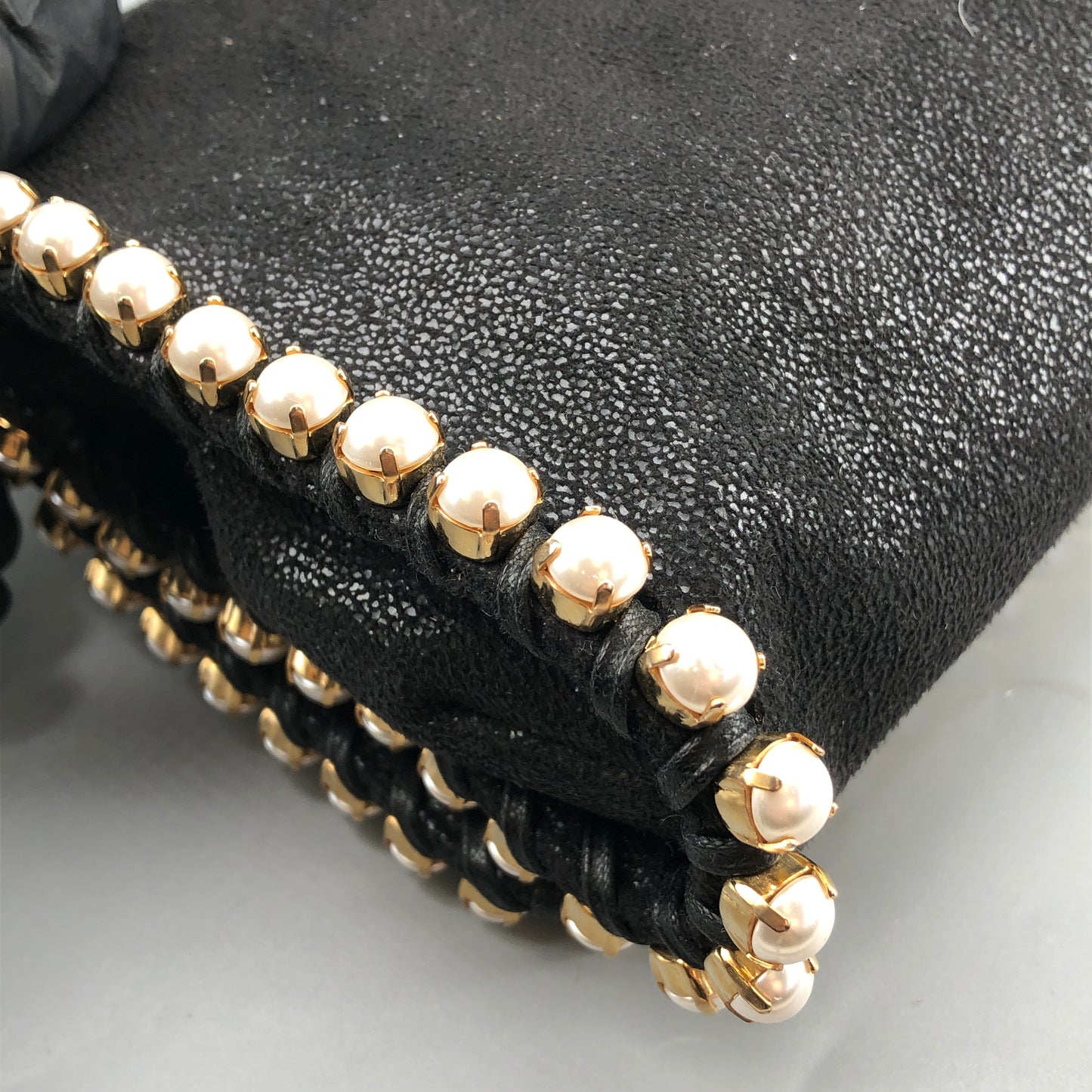 Stella McCartney Falabella Pearl-Trim Crossbody Bag Black/pearl