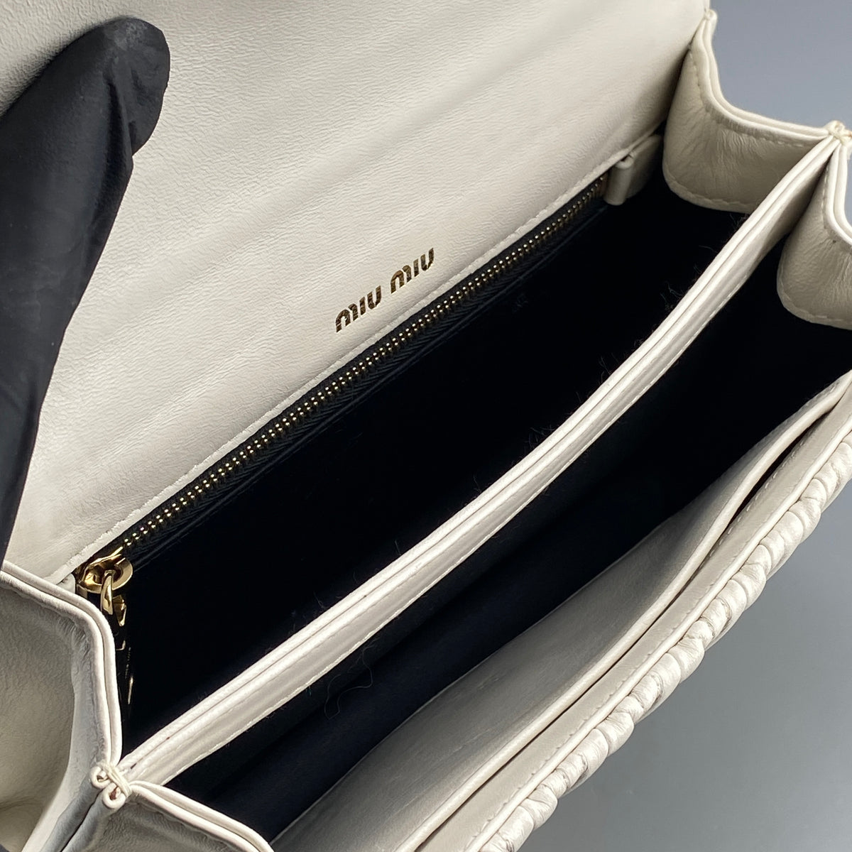 Miu Miu Confidential Matelassé  Crossbody Bag White Leather