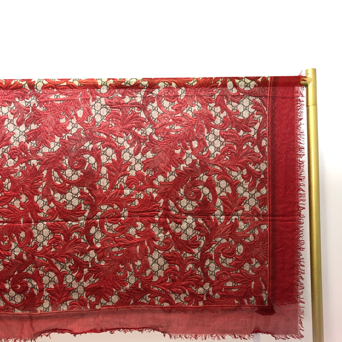 Gucci Red & Tan Floral Print Large Shawl Scarf 140*140cm
