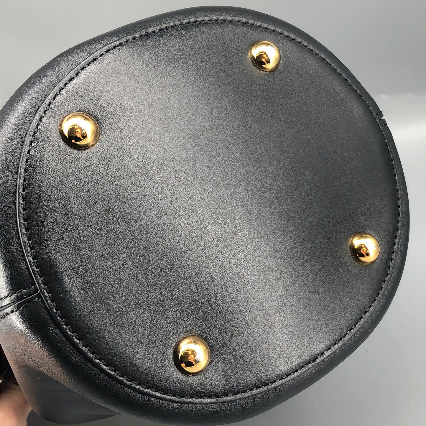 Marni Smooth Leather Ring Handle Mini Bucket Bag Black