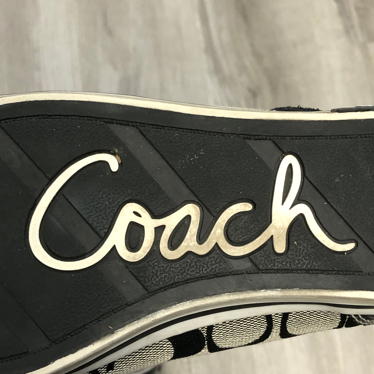 Coach Women's Signature Jacquard Low Top Lace Up Sneaker Shoes 6.5B Black Grey