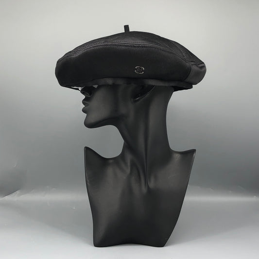 Chanel Satin Beret Black