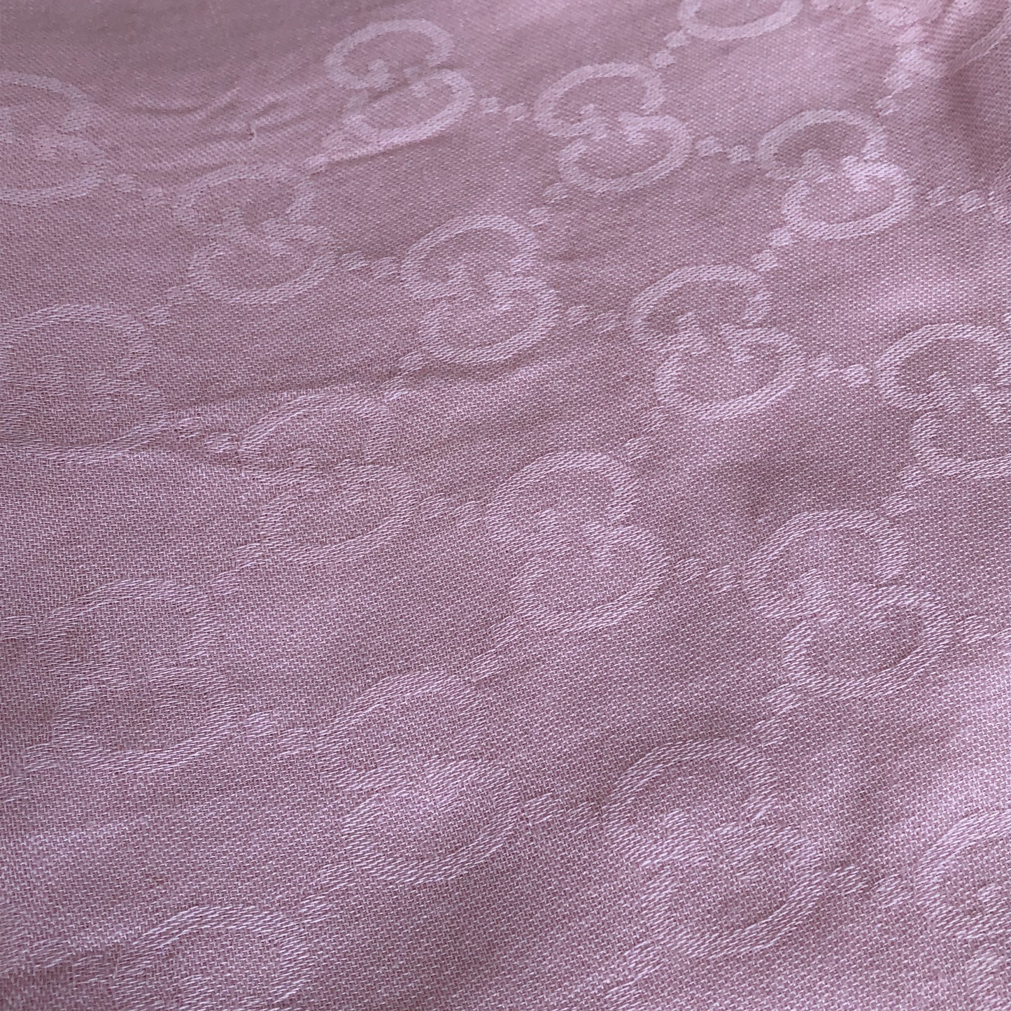 Gucci Light Pink GG Jacquard Fringe Shawl Scarf 197*68cm