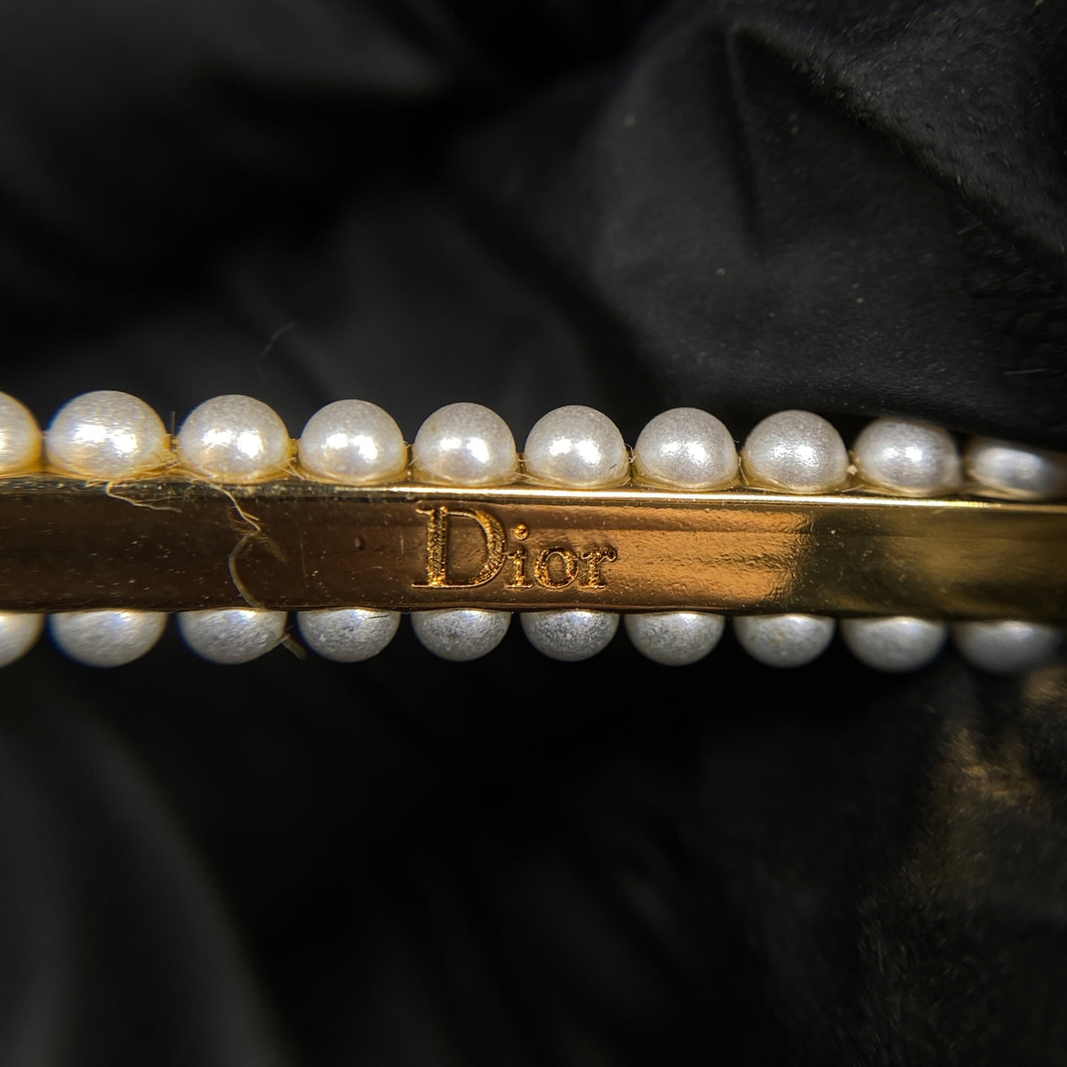 Christian Dior Pearl & Gold Tone CD Drop Earrings
