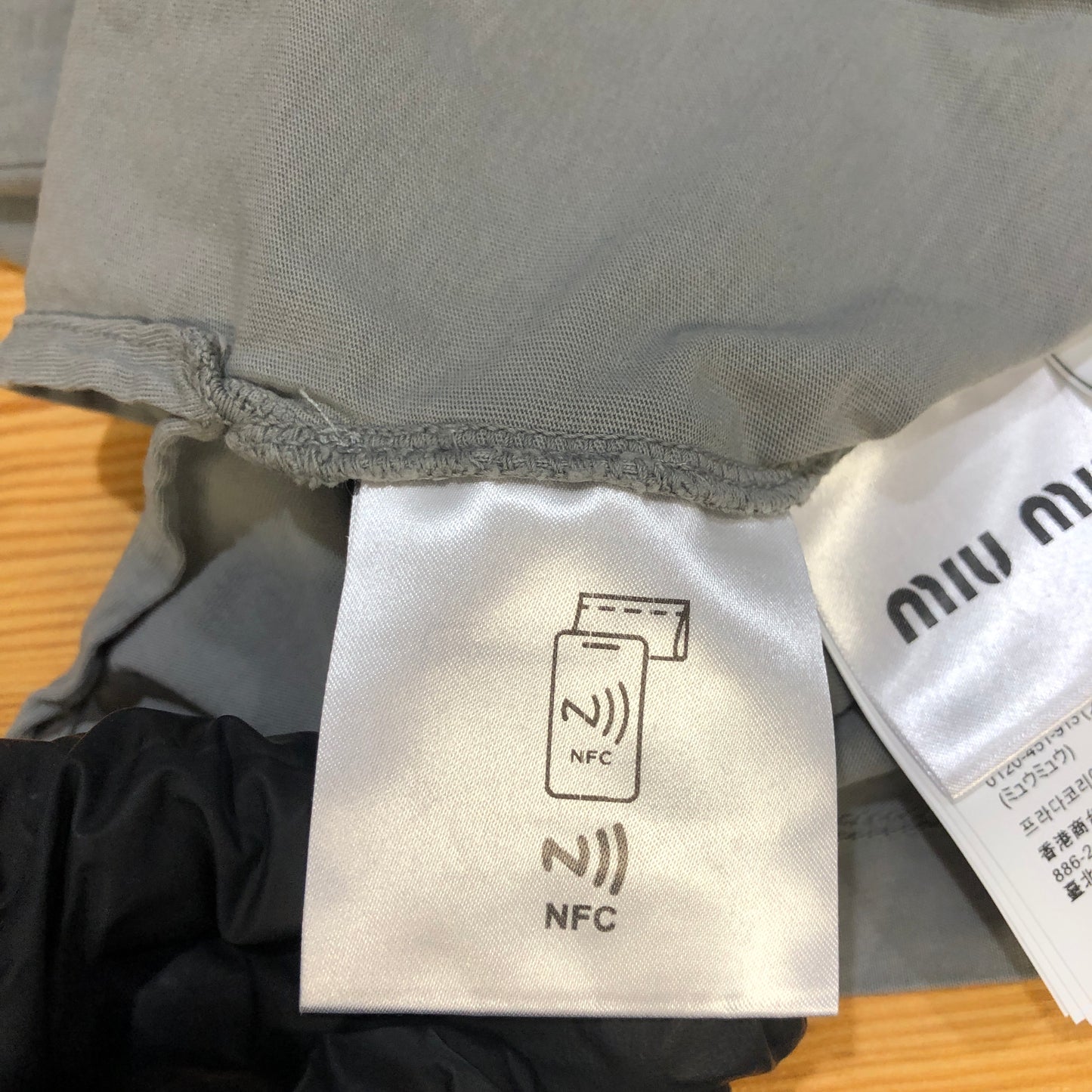 Miu Miu Grey Logo Long-Sleeve T-Shirt Size S