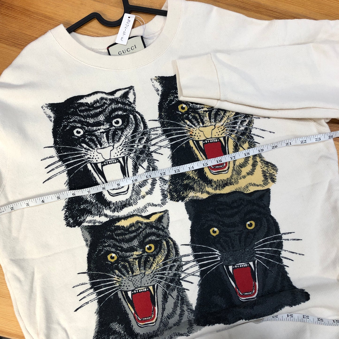 Gucci Off-White Graphic Print Crew Neck Sweatshirt Size L