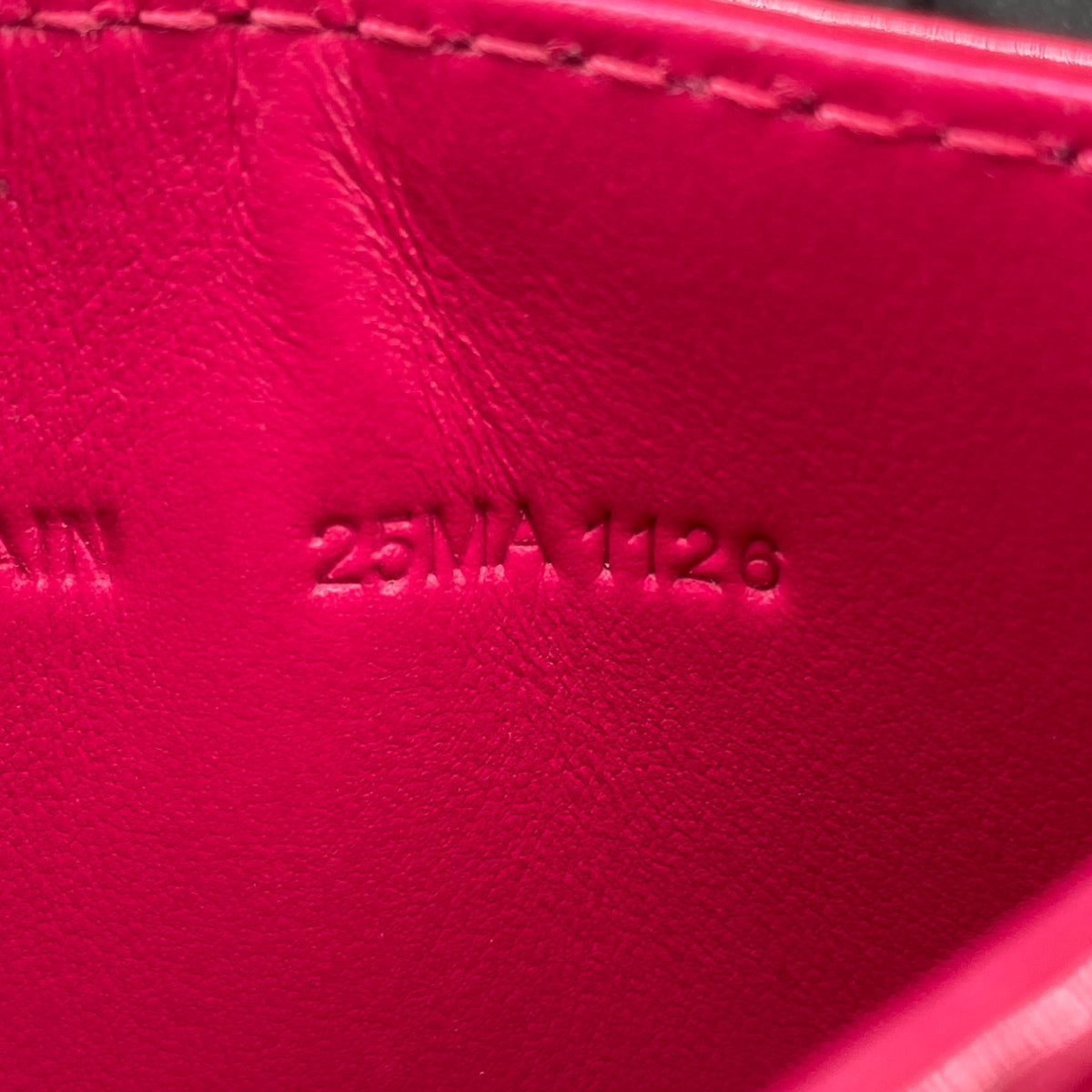 Christian Dior Cannage Patent Leather Card Holder Hot Pink