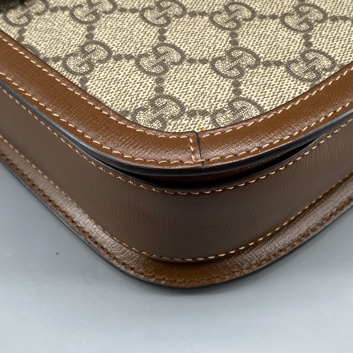 Gucci Beige & Caramel GG Supreme Horsebit 1955 Shoulder Crossbody Bag