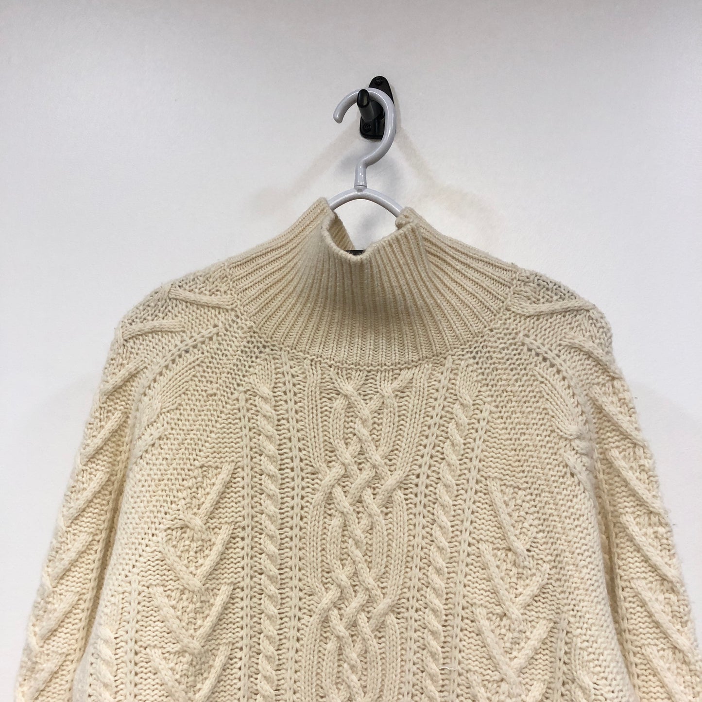 Intrend Off White Cable Knit Turtleneck Midi Sweater Dress Size XL