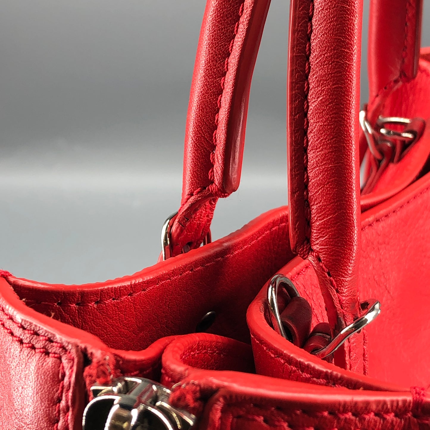 Balenciaga Mini City Lambskin Leather Handbag Red
