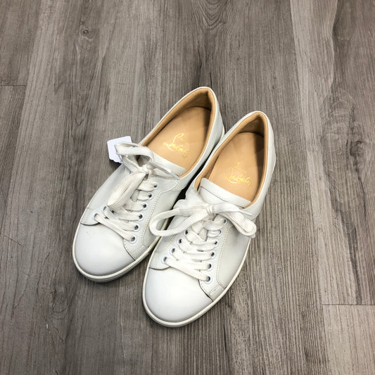 Christian Louboutin Women's White Calfskin Low Top Lace Up Sneaker Shoes 35.5