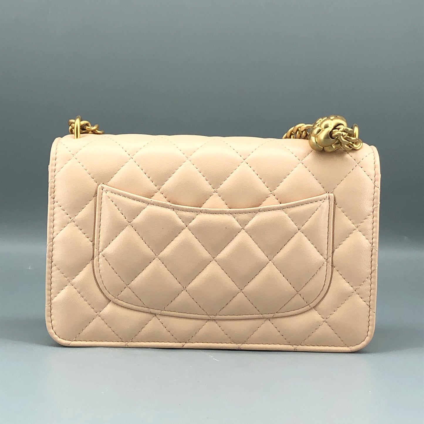 Chanel Nude Lambskin Quilted CC Camellia Crush Wallet on Chain WOC