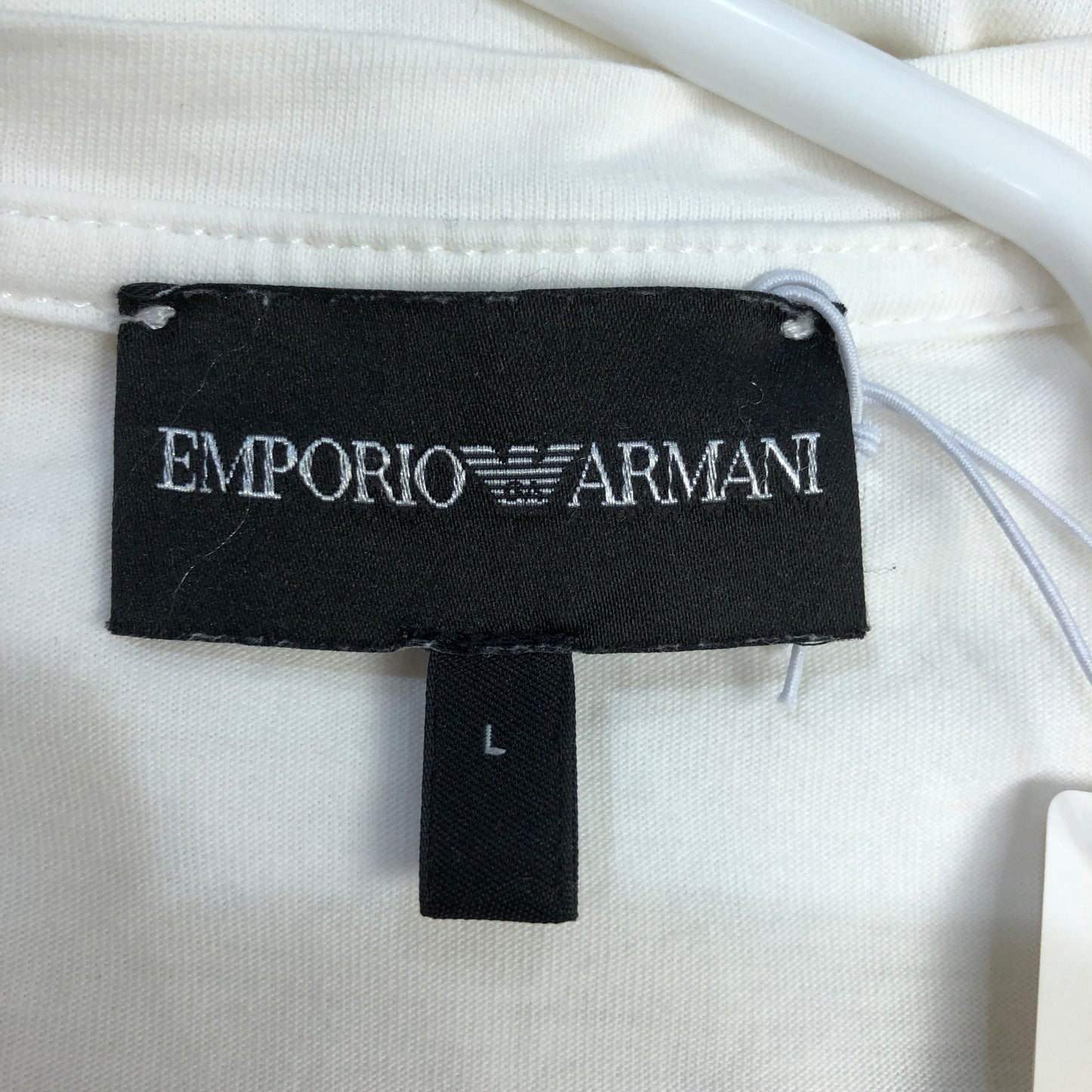 Emporio Armani White Signature Print T-Shirt Size L