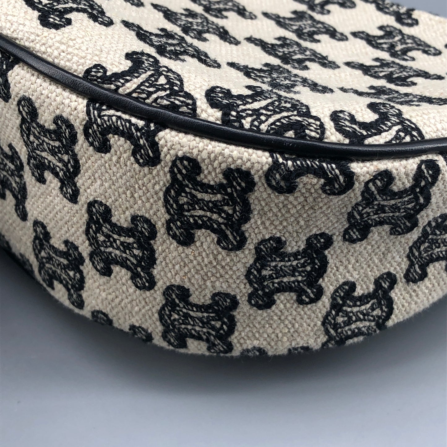 Celine Triomphe Jacquard AVA Hobo Underarm Shoulder Bag Black White