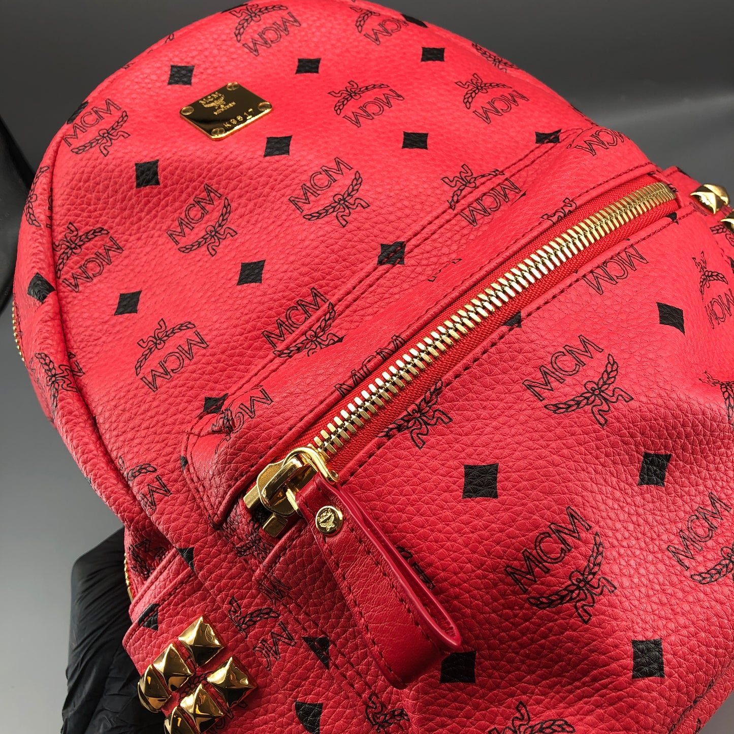 MCM Visetos Coated Canvas Small Backpack Hot Pink