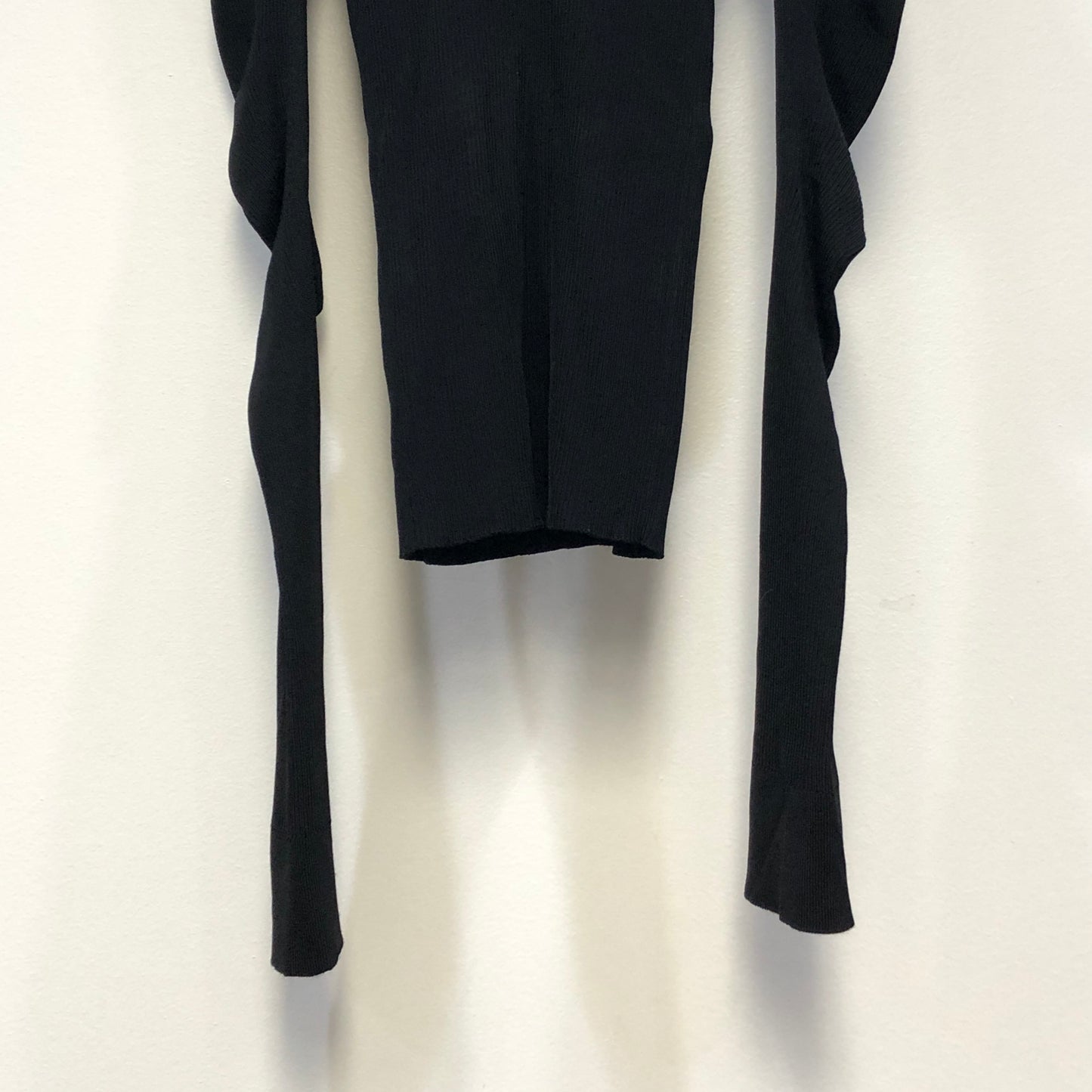 Alexander Wang Black Ribbed Knit Deep V Long Sleeve Top Size M