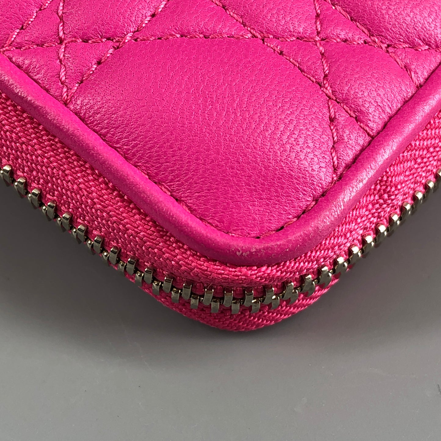 Christian Dior Cannage Quilted Leather Long Zip Around Wallet Hot Pink
