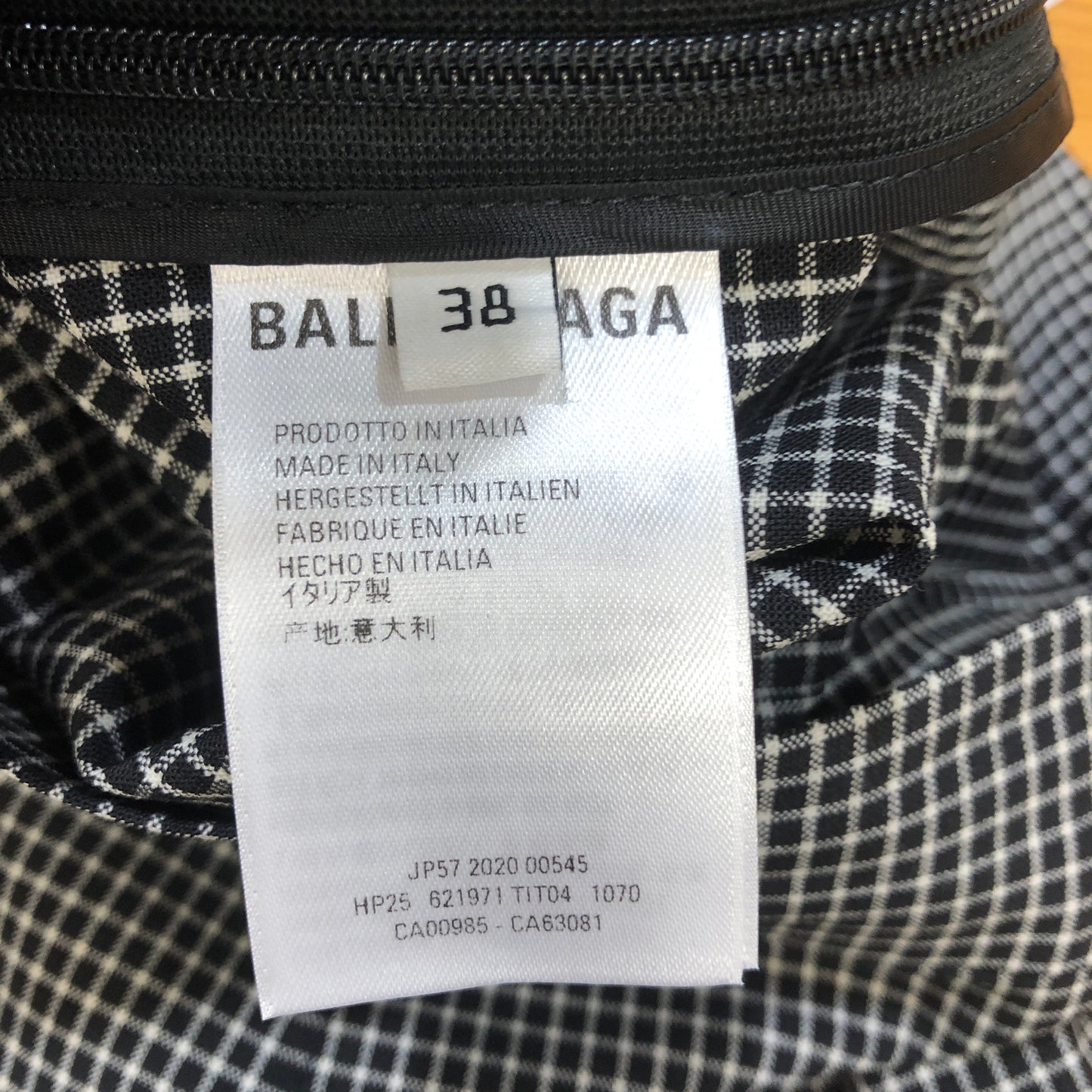 Balenciaga Checkered Tailored Trousers Size 38 White/Black