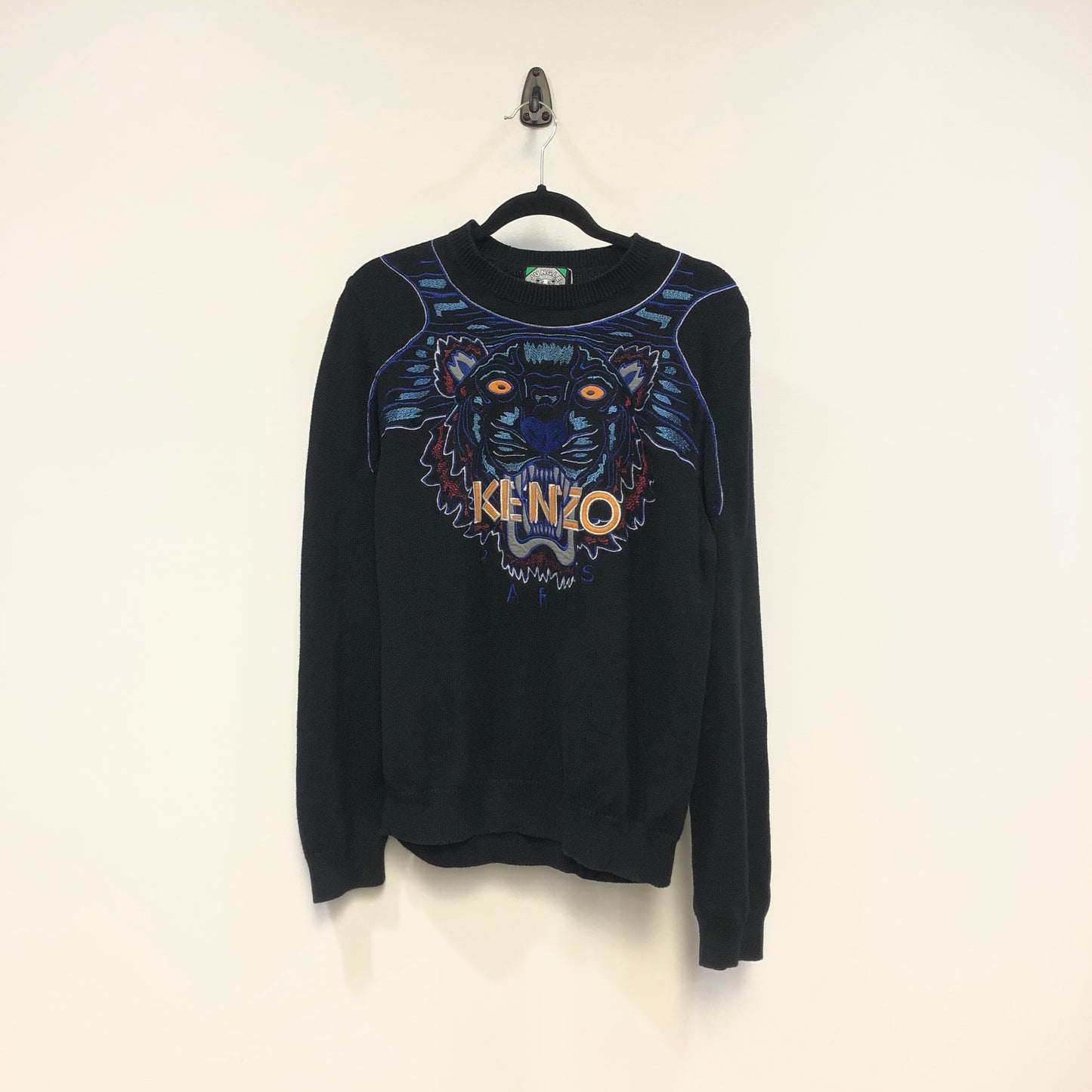 Kenzo Black Classic Tiger Embroidered Crew Neck Sweatshirt L