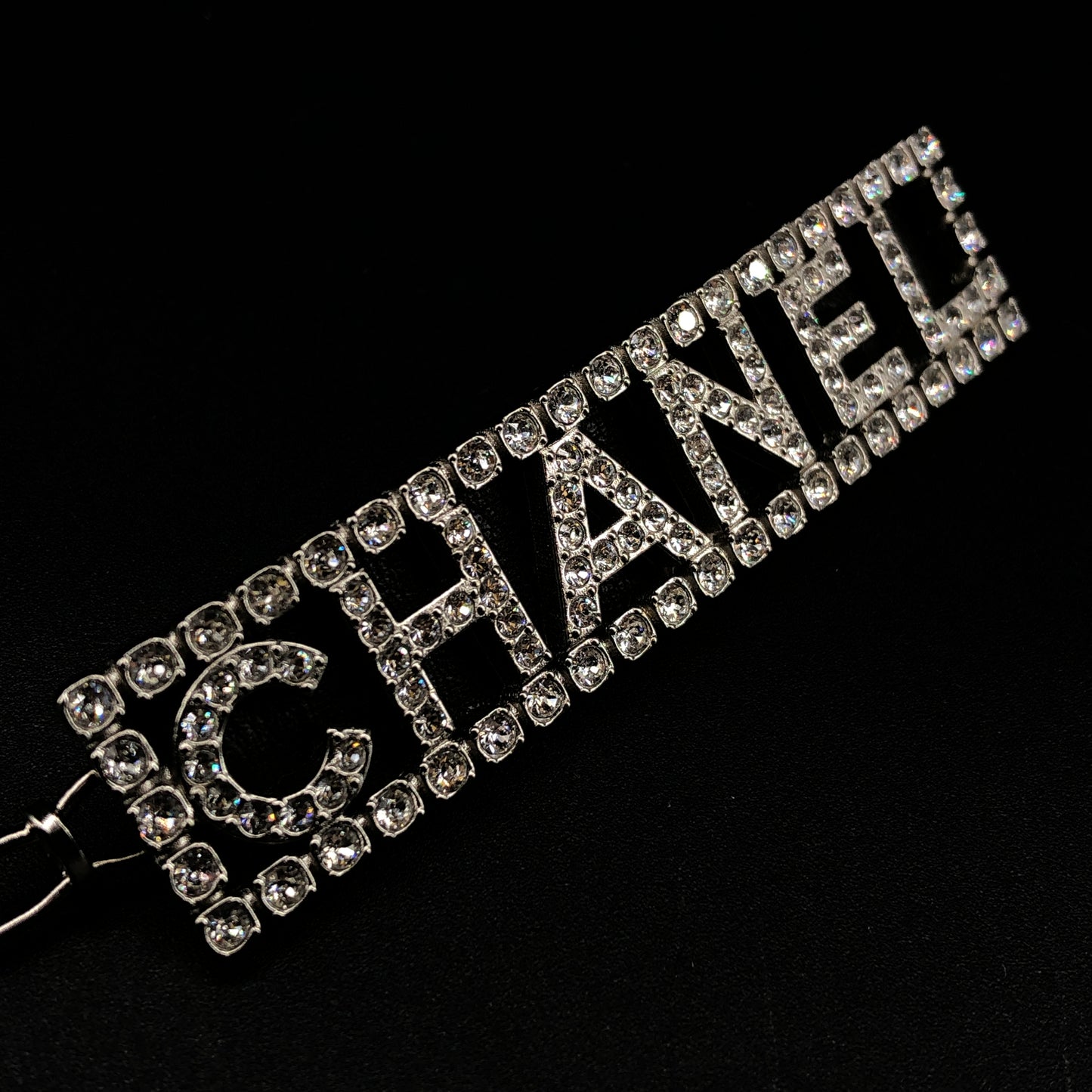 Chanel 2023 Silver Crystal Logo Barrette