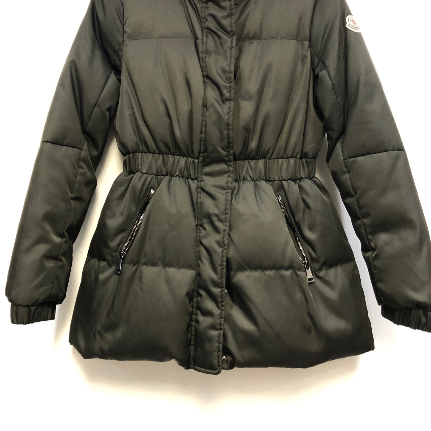 Moncler Dark Green Drawstring Waist Hooded Down Jacket Szie 00