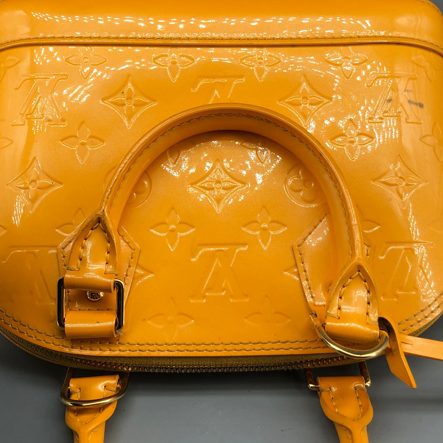 Louis Vuitton Yellow Vernis Monogram Alma Handbag Shoulder Bag
