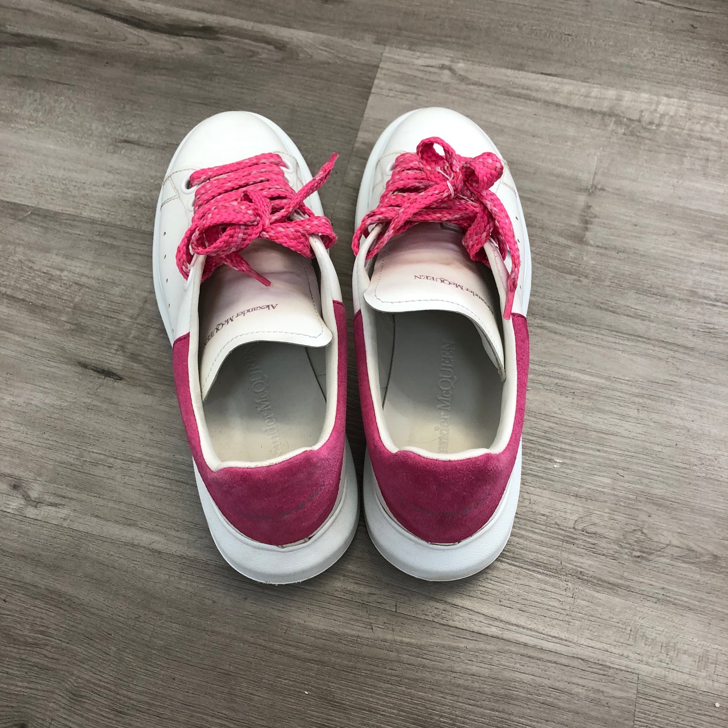 Alexander McQueen Women's Oversized Platform Leather Sneaker Shoes 37.5 White Pink