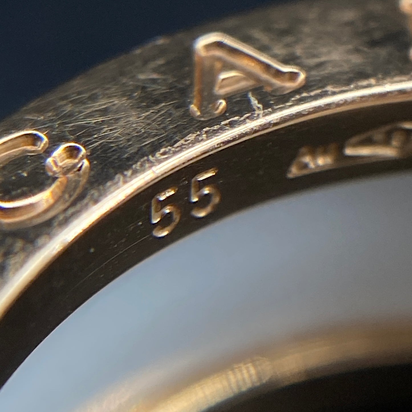 Bvlgari B.zero1 AU750 Yellow Gold White Ceramic Band Ring Size 55mm