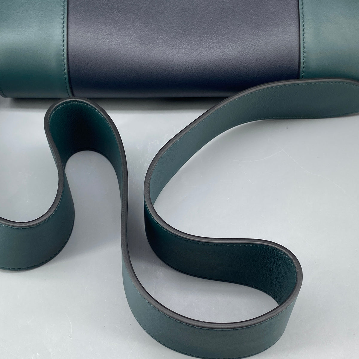 Celine New Frame Shoulder Bag Navy Green Leather