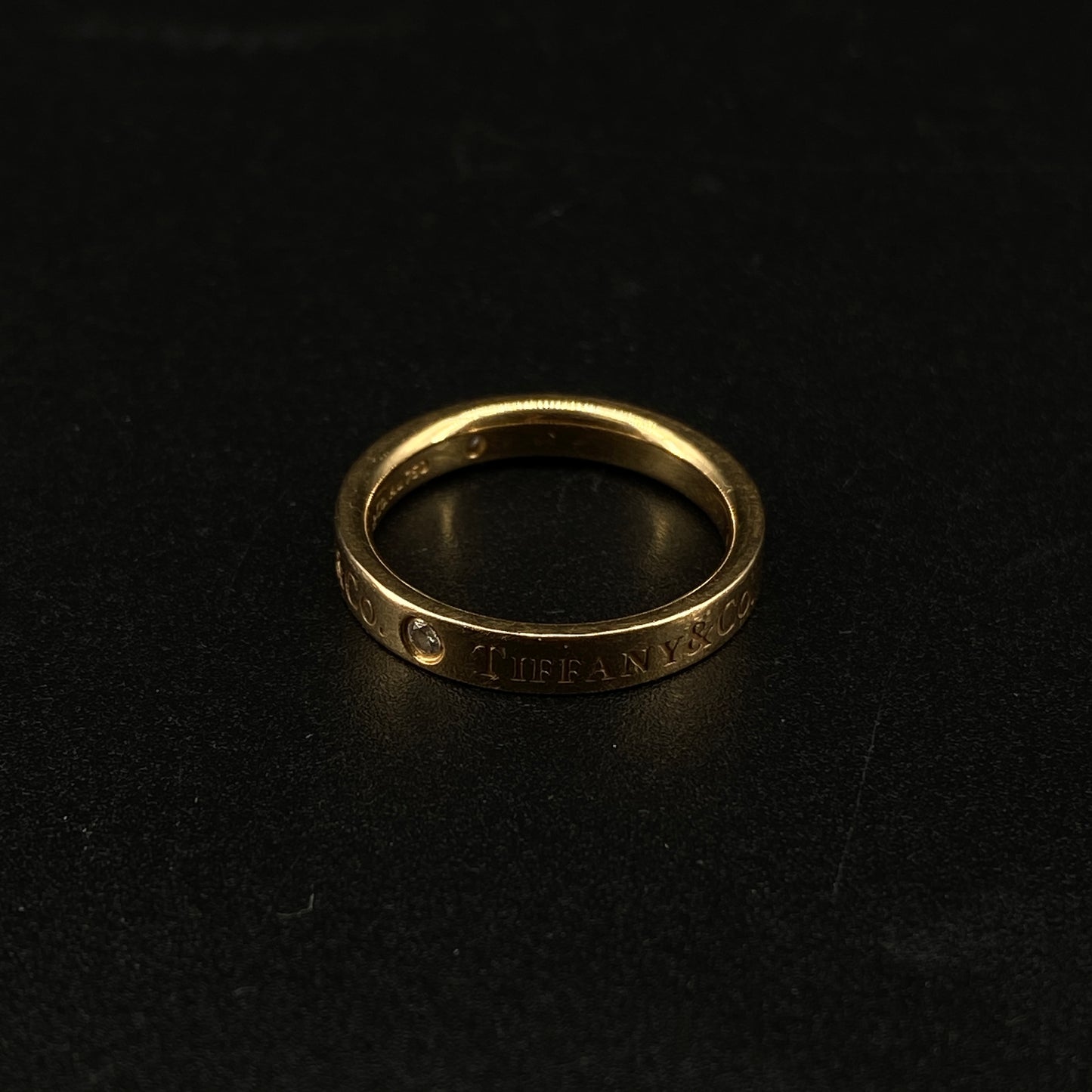 Tiffany & Co. AU750 Yellow Gold Single Diamond Band Ring Size 49mm