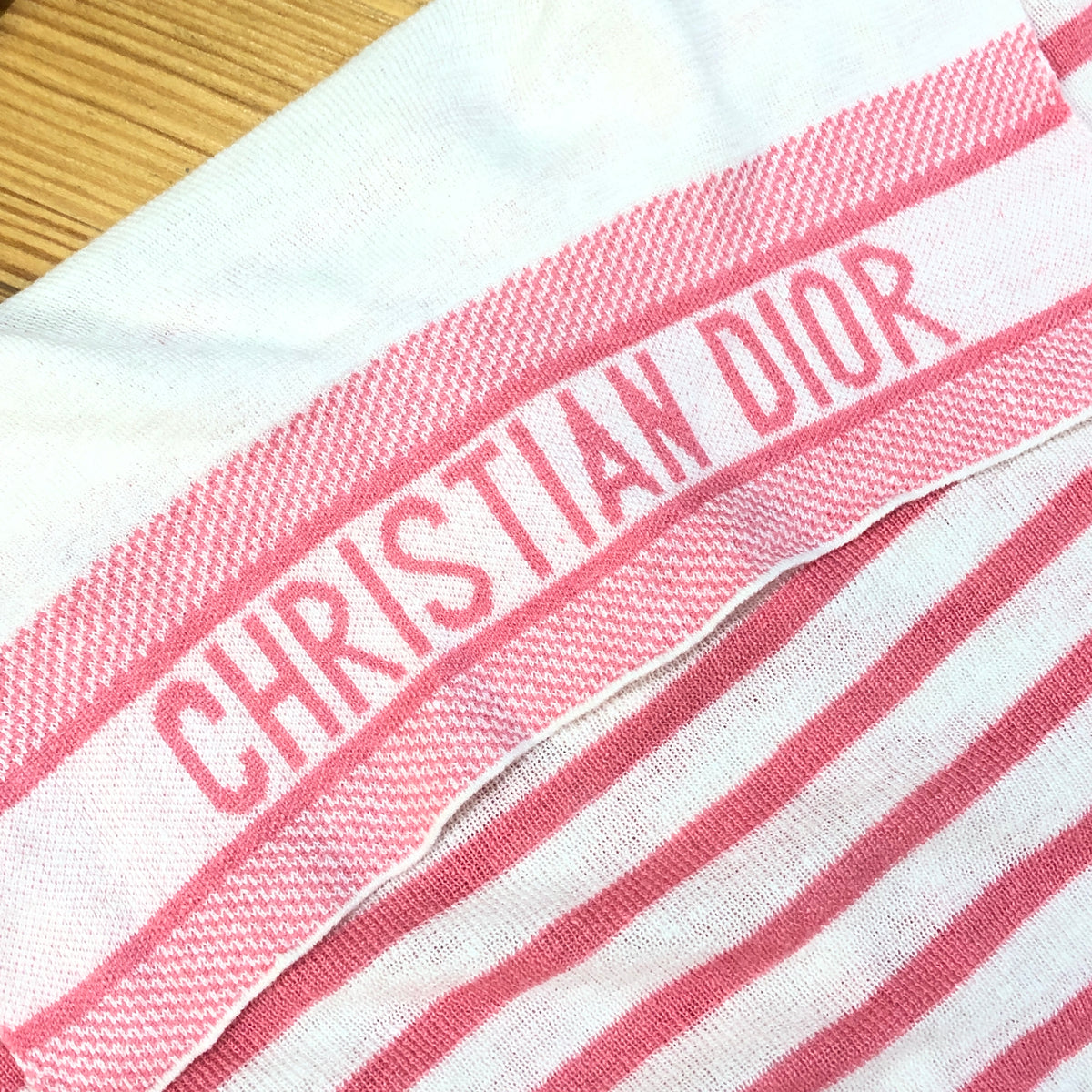 Christian Dior Beige & pink Stripe Women Long Sleeve Knit Top US size 8