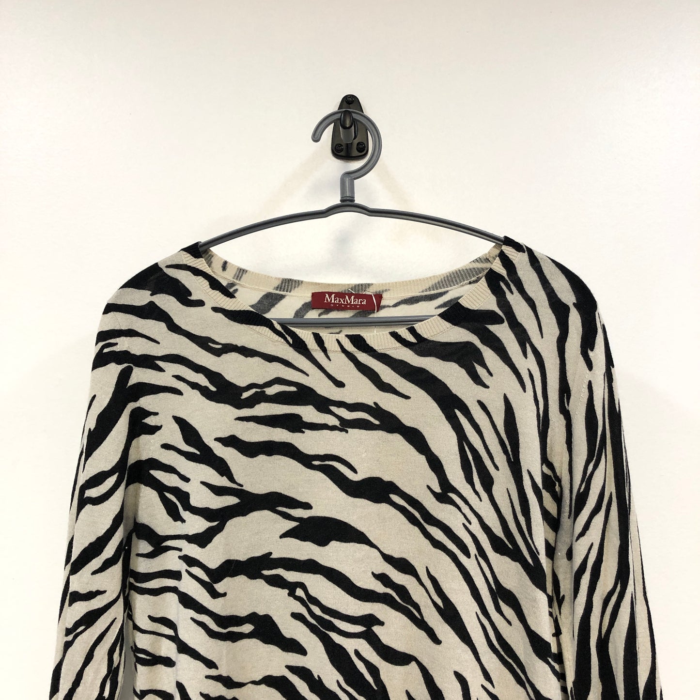 MaxMara Black & White Zebra Print Long Sleeve Top Size L