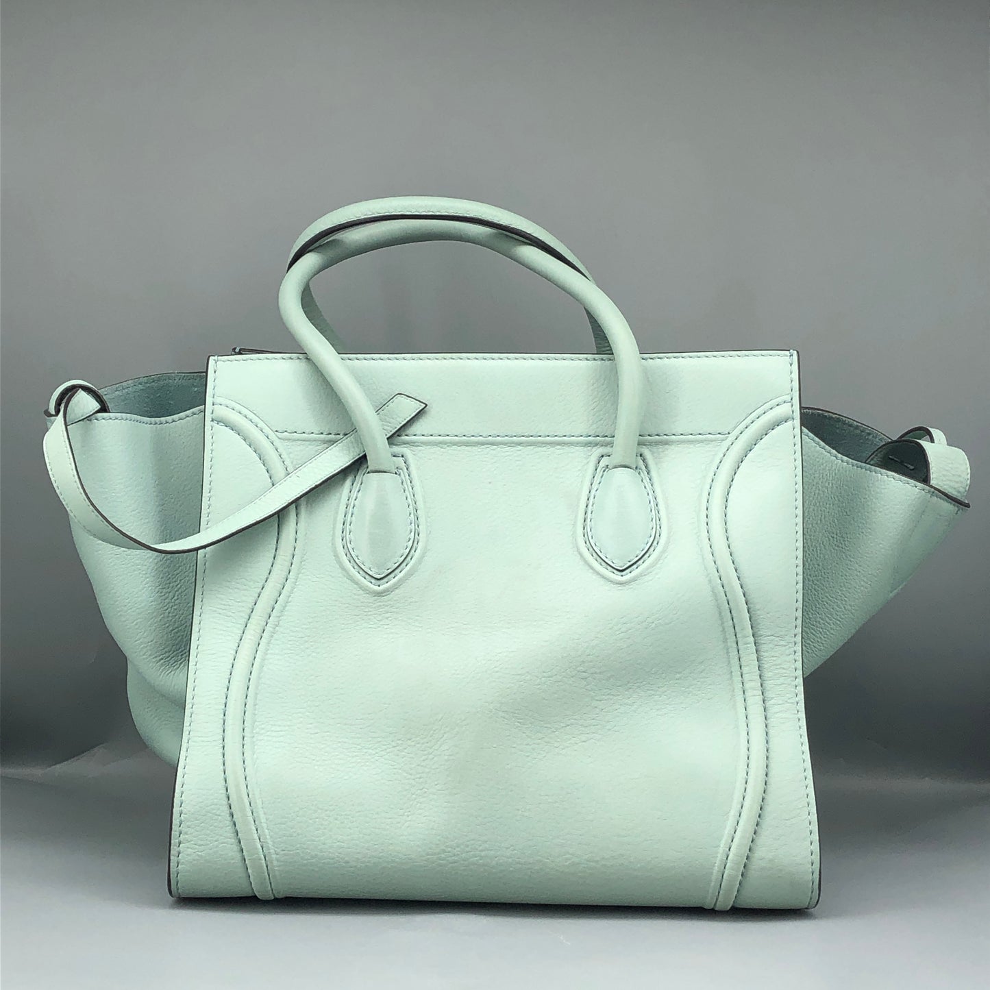 Celine Tiffany Blue Smooth Leather Luggage Handbag