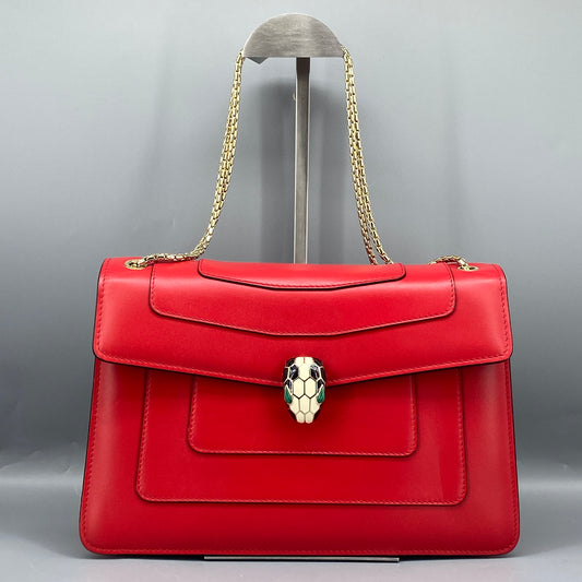 Bvlgari Serpenti Forever Shoulder Bag Red Leather