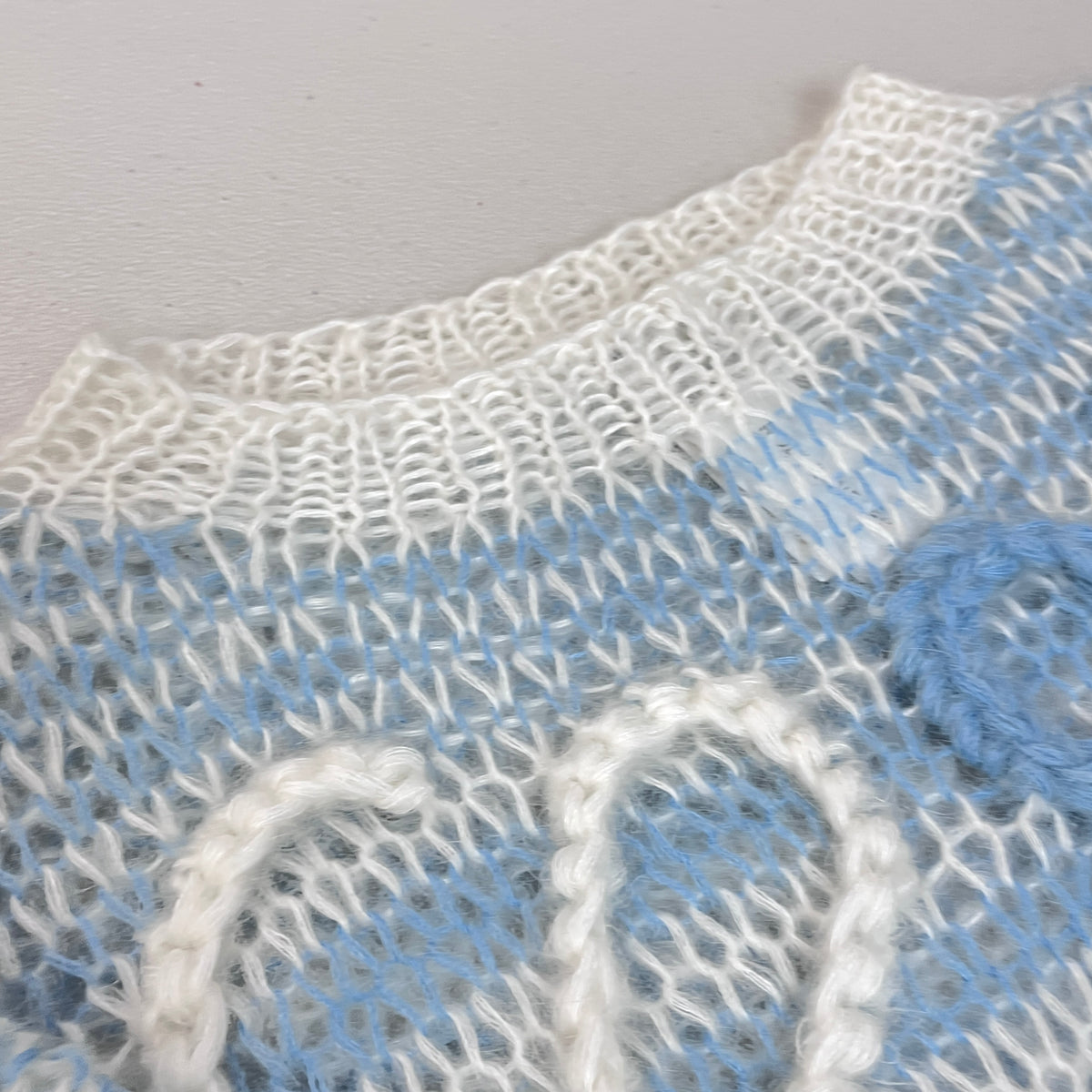 Loewe New Sky Blue Beige Striped Knit Sweater Size M