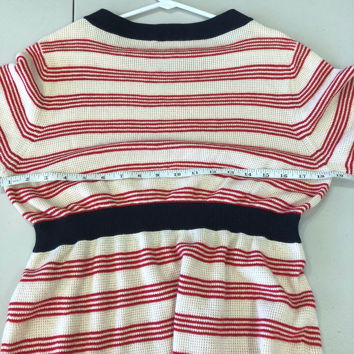 Chanel Red/Cream/Black Striped Knit Fit-and-Flare Dress