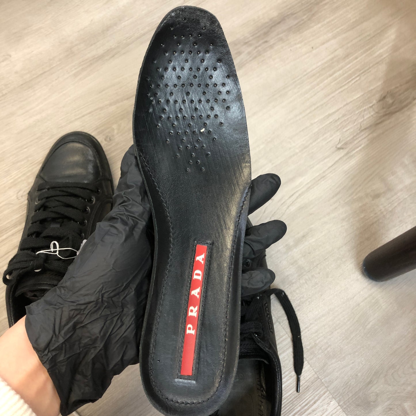 Prada Women's Black Leather Low-Top Sneakers Size 36