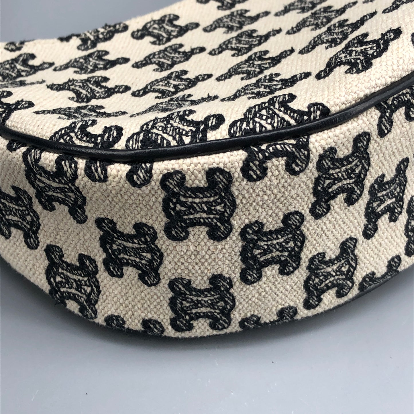 Celine Triomphe Jacquard AVA Hobo Underarm Shoulder Bag Black White