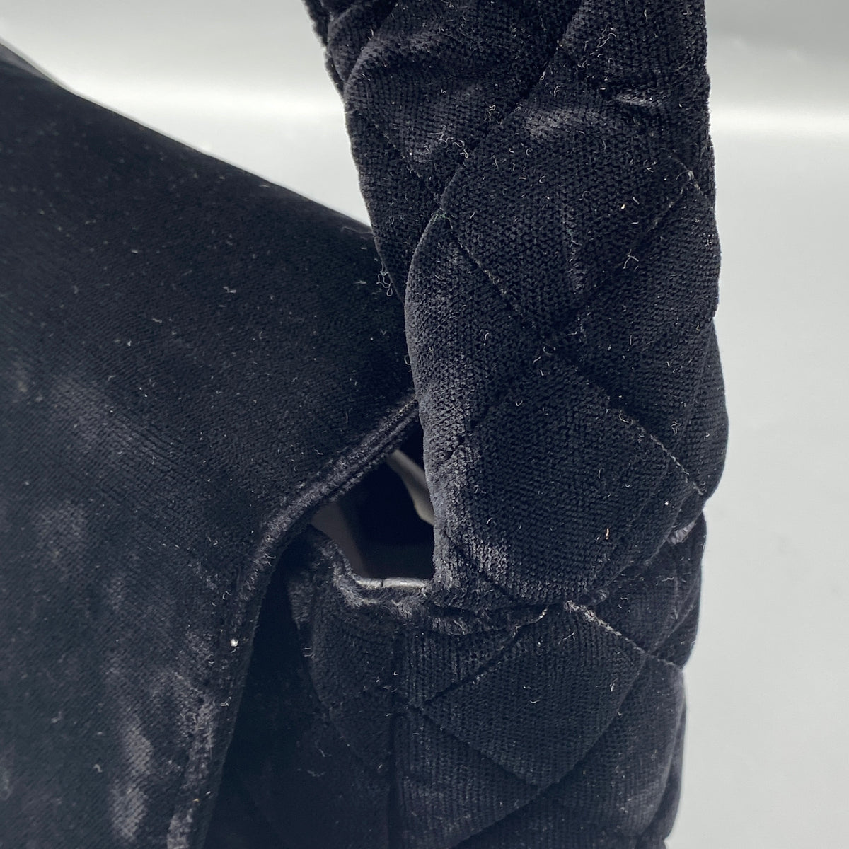 Chanel Vintage Black Velvet Quilted Shoulder Bag